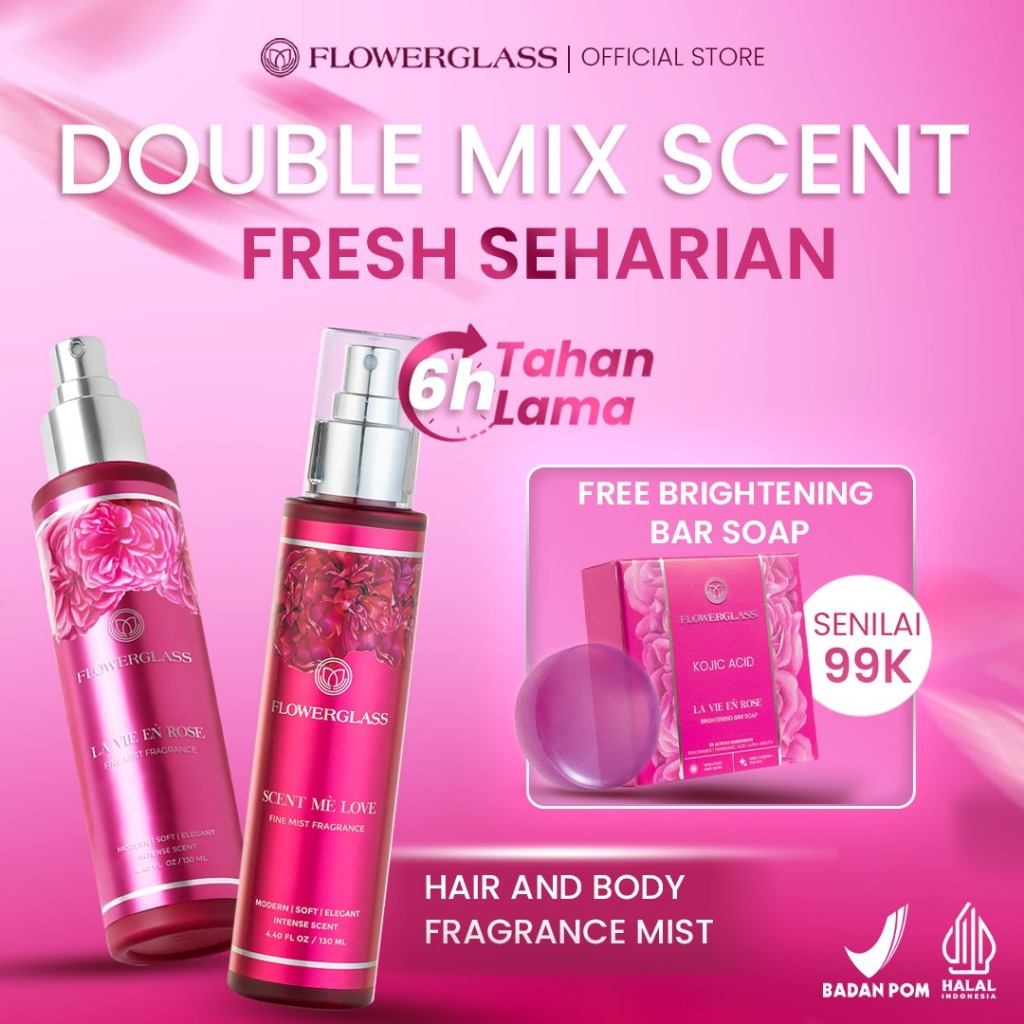 FLOWERGLASS - Body Mist Package (1 Pcs La Vie En Rose Body Mist & 1 Pcs Scent Me Love Body Mist)