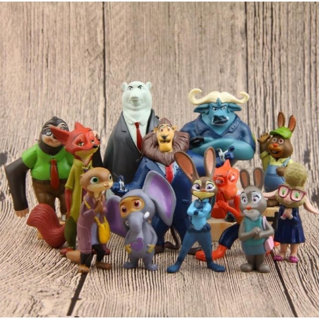 Jual figure zootopia set 12 mainan zootopia topper action figure ...