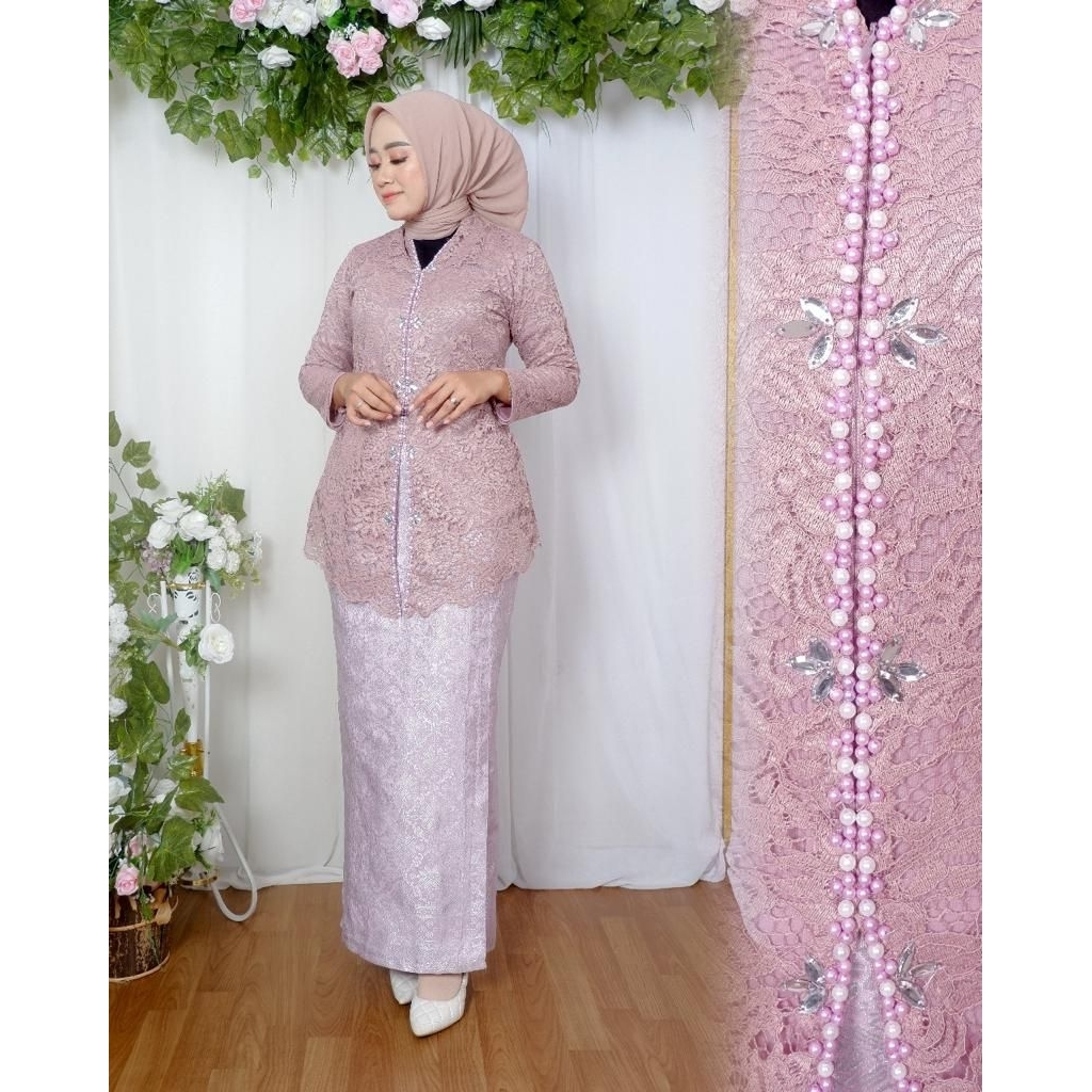 Jual Setelan Kebaya Encim Brukat Rok Songket Free Hijab | Kebaya Jumbo ...