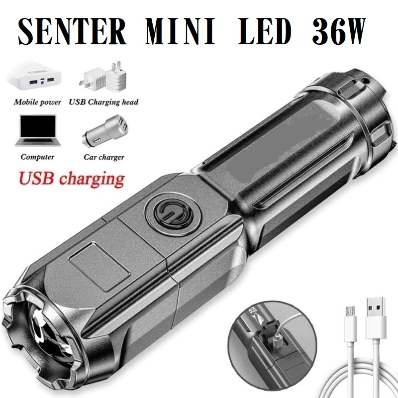 Jual Senter Mini LED 36W Senter LED Chargeable Senter Serbaguna Senter ...