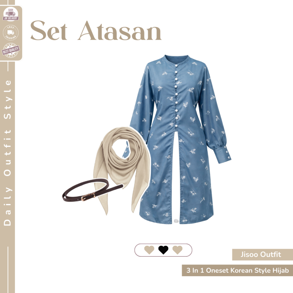 Varian warna setelan hijab wanita biru