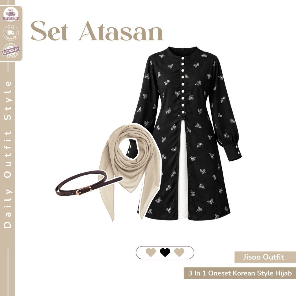 Varian warna setelan hijab wanita hitam