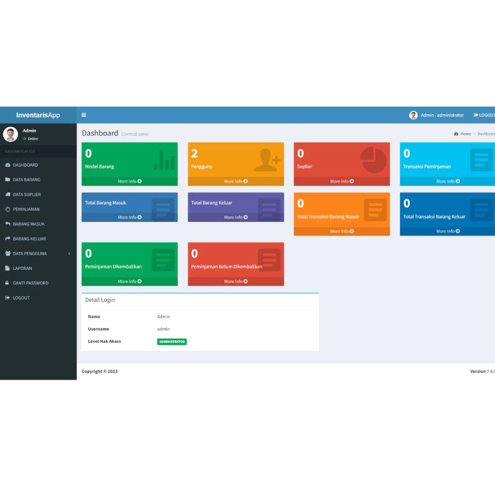 Aplikasi Inventaris  Stok barang Kasir berbasis Web Bisa Online atau Offline dengan phpmysql