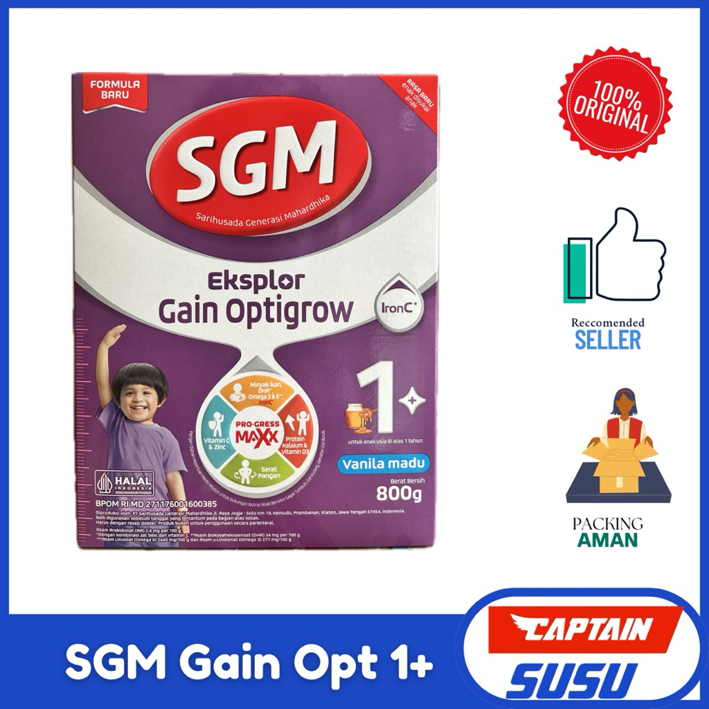 Jual SGM Gain Optigrow 800gr KEMASAN BARU Rasa Vanilla Madu | Shopee ...