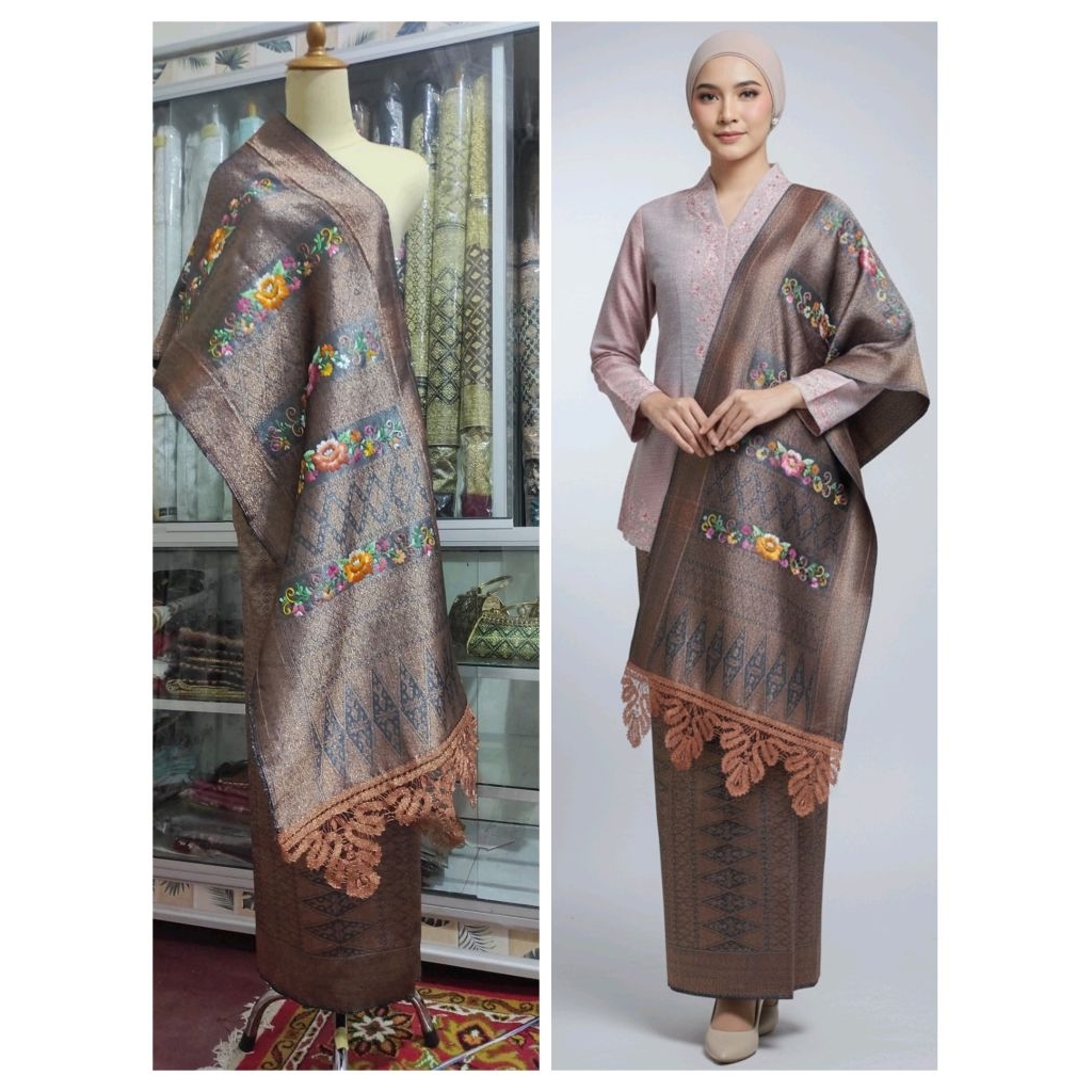 Jual songket pandai songket motif banyak, selendang di suji cayia koto ...