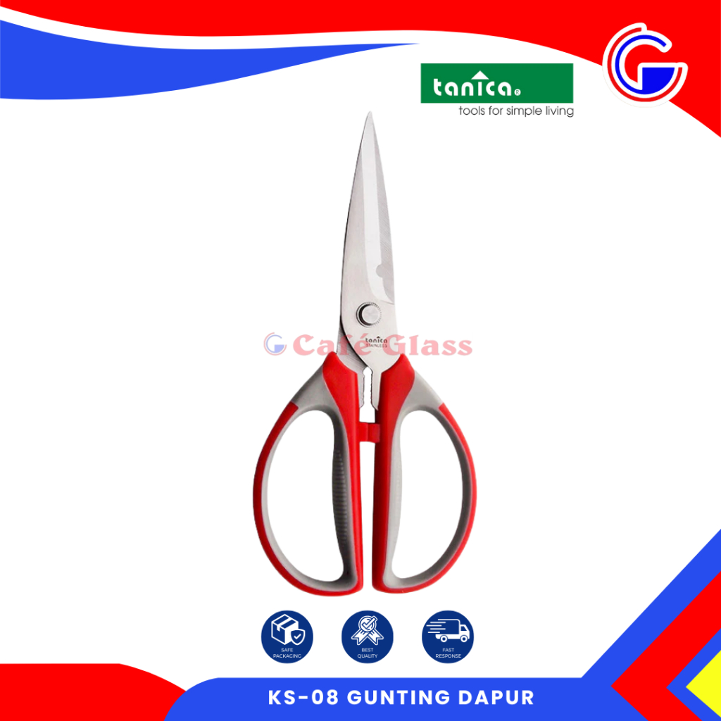 Tanica Ks-08 Gunting Dapur - Kitchen Scissors Stainless Steel - Tajam & Awet - Gunting Serbaguna