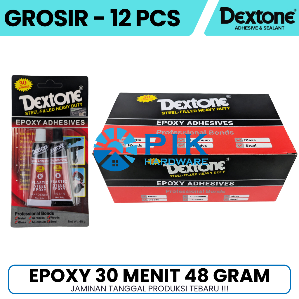 Jual 12 PCS - LEM EPOXY BESI 30 MENIT DEXTONE 48gr - LEM CAMPUR HITAM ...