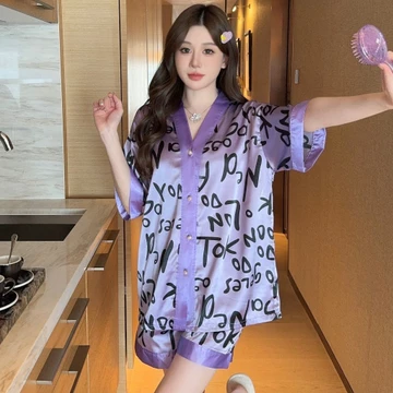 SS7 Pendek Setelan Baju Tidur Piyama Wanita Dewasa Satin Premium Lengan Pendek Celana Pendek