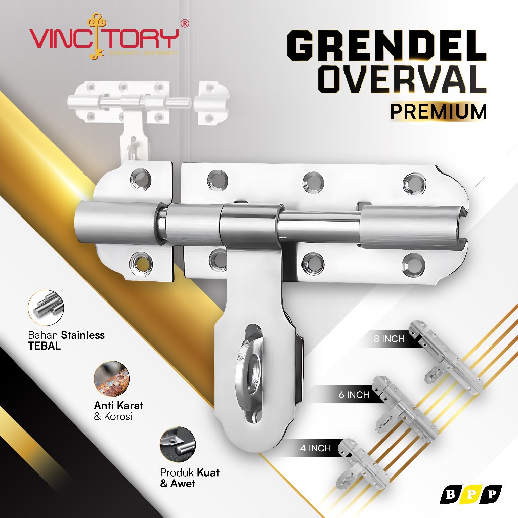 Jual VINCITORY Grendel Overval Tebal 2mm Stainless Steel PREMIUM ...