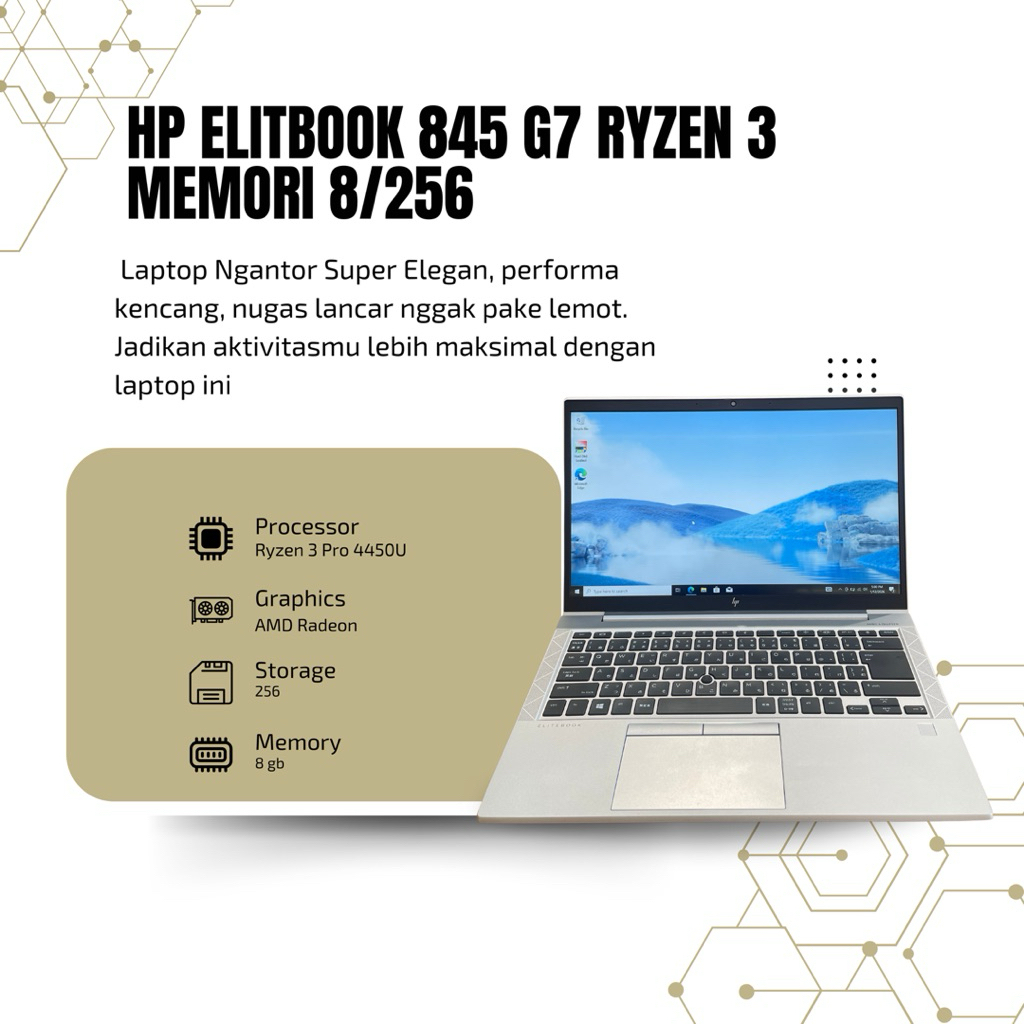 Jual Hp elitebook 845 G7 Ryzen 3 pro 4450U memori 8 gb Ssd 256gb