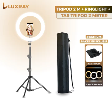 Paket Tripod 2 Meter Ring Light 26Cm Ring Light Tripod Konten Kreator MUA Live Vlog 3 Warna