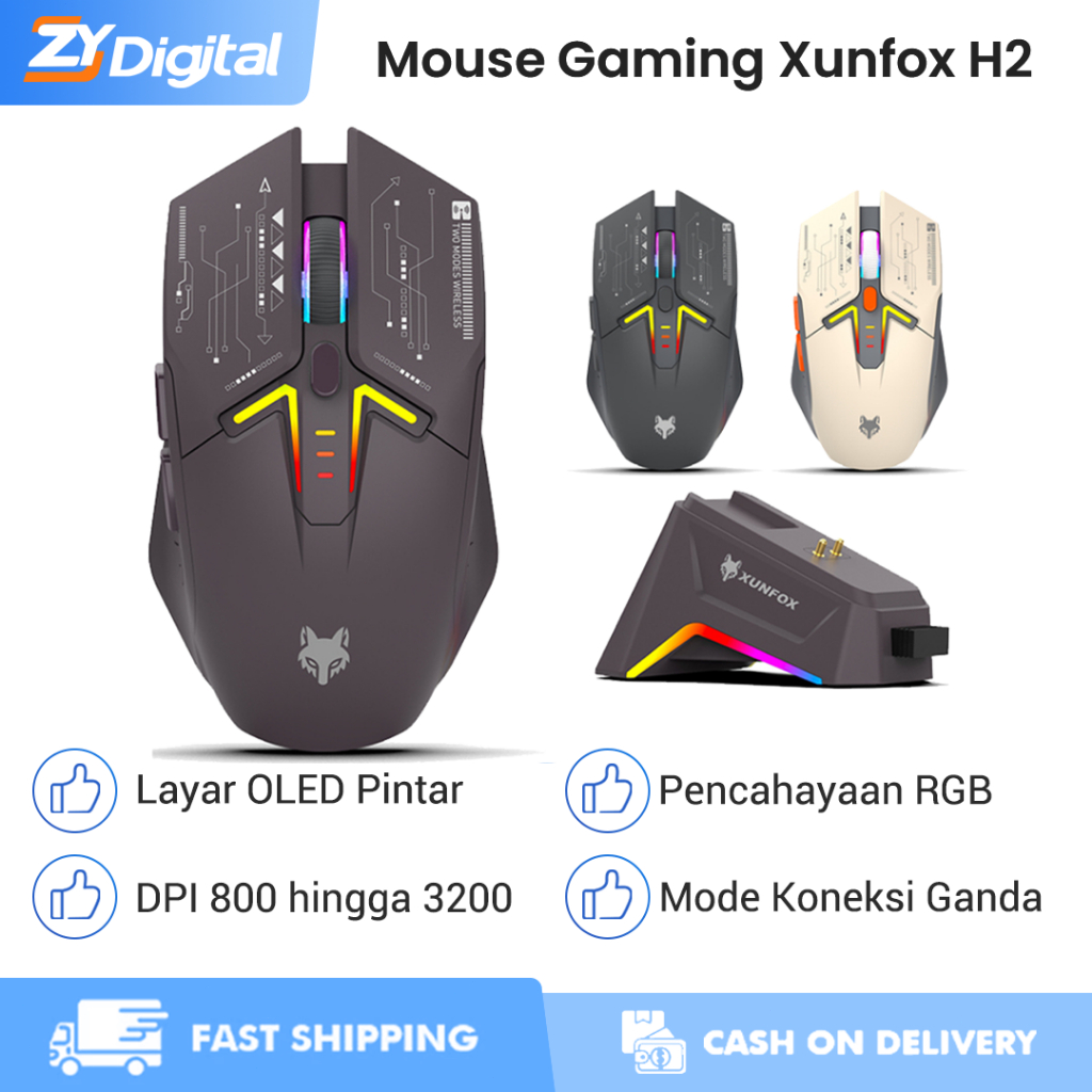 Jual Mouse nirkabel XUNFOX H2 dengan Dock Pengisian Magnetik ...