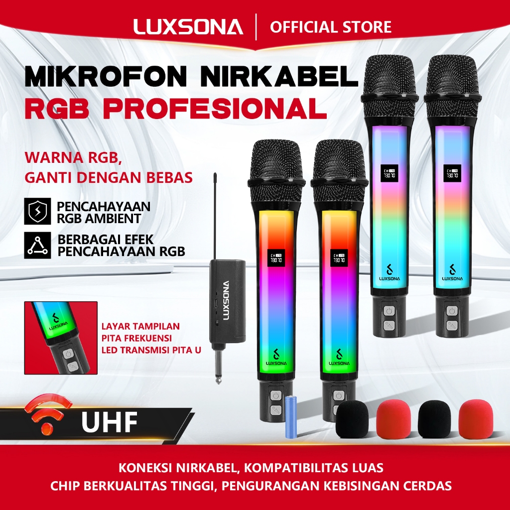 Jual LUXSONA RGB Wireless Mic UHF Profesional Chargeable Mikrofon ...