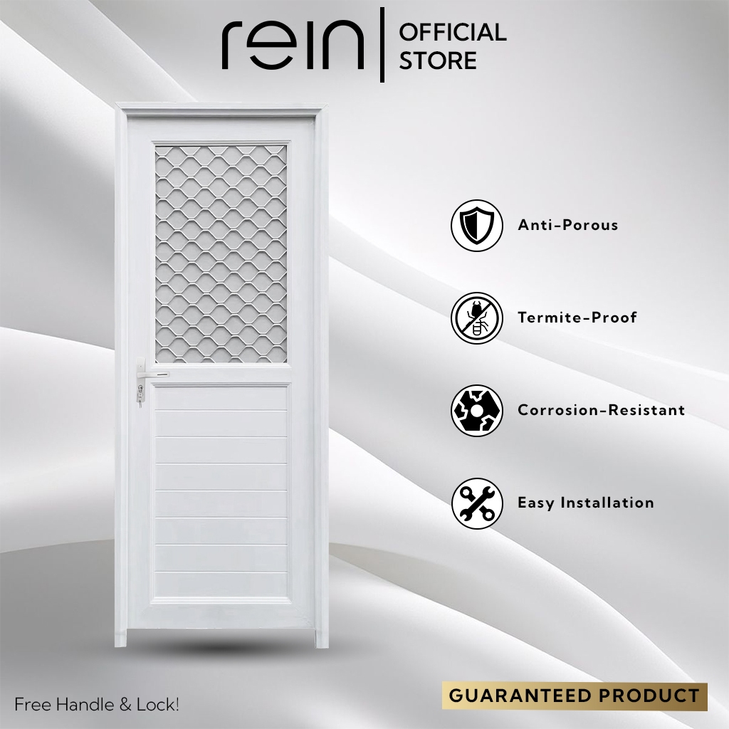 Rein Pintu Kamar Mandi WC Toilet UPVC Kaca Ukuran 70x200 UP-03 Putih