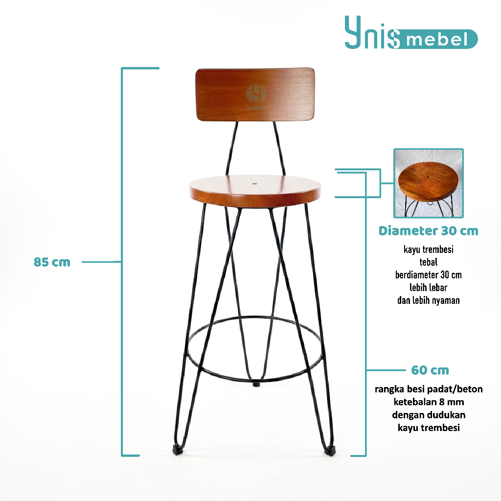 Jual kursi kafe sandaran 50 cm & 60 CM / kursi bar / kursi resto ...