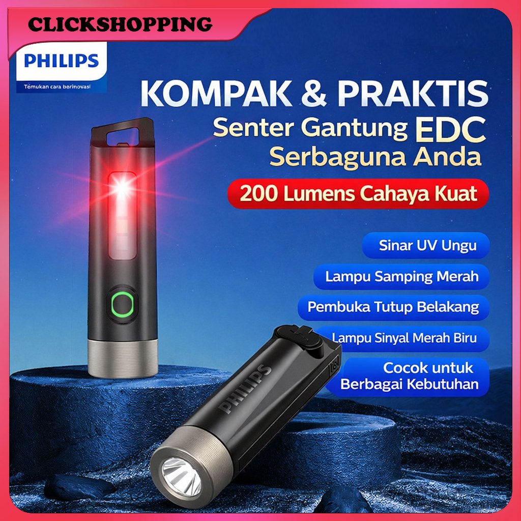 Jual Senter Mini Multifungsi Philips SFL1121 Flashlight Keychain Senter ...