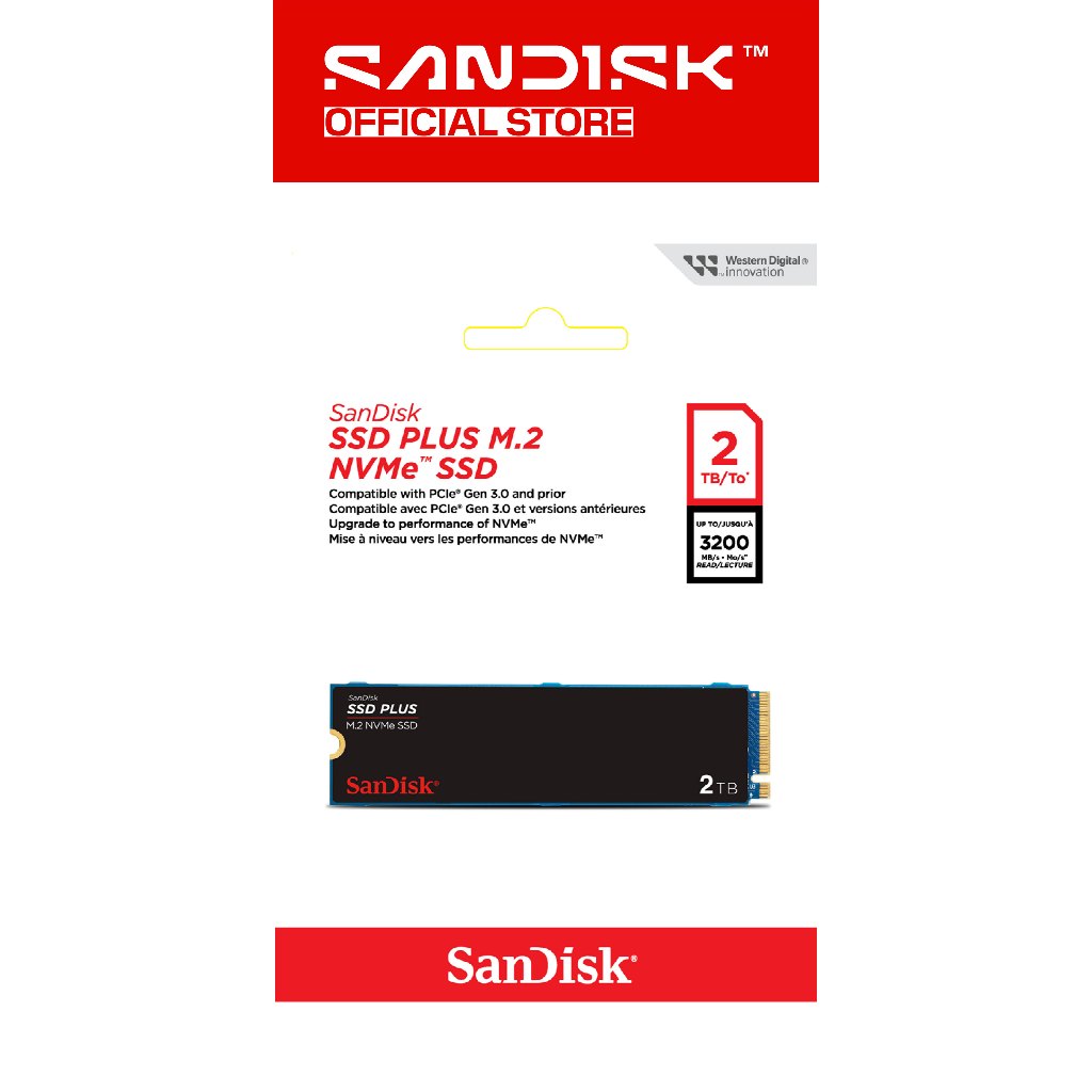 SANDISK SSD Internal PLUS M.2 250GB / 500GB / 1TB / 2TB NVMe PCIe Gen 3.0 (Up to 2400 / 3200MB/s) (5)