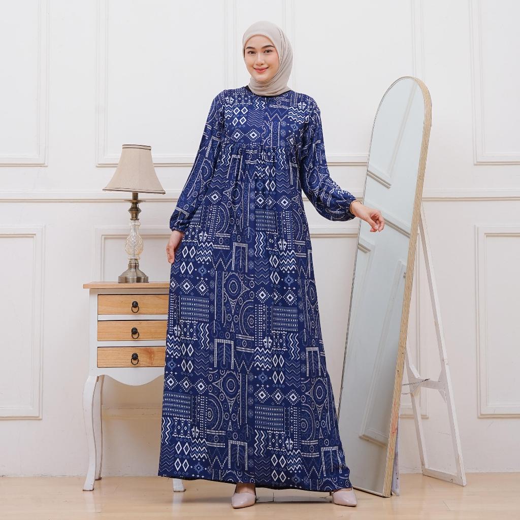 Rinti Gamis Wanita Kekinian Rayon Premium Motif Etnic Ukuran Jumbo