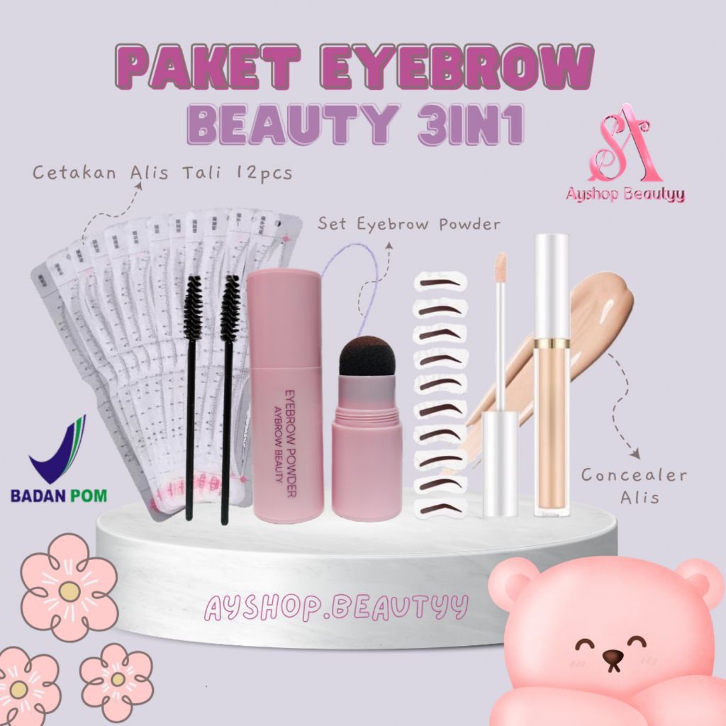 Jual (BPOM 3in1) Aybrow Beauty Paket Ngalis 3in1 - Paket Eyebrow Powder ...