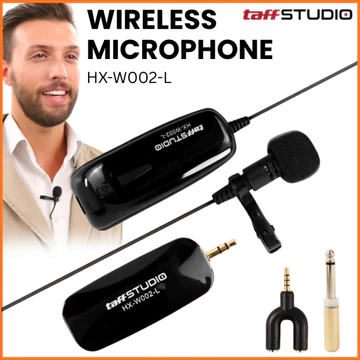 MS TaffSTUDIO UHF Mic Clip On Wireless Konten Kreator Microphone Lavalier HP Transmitter HX