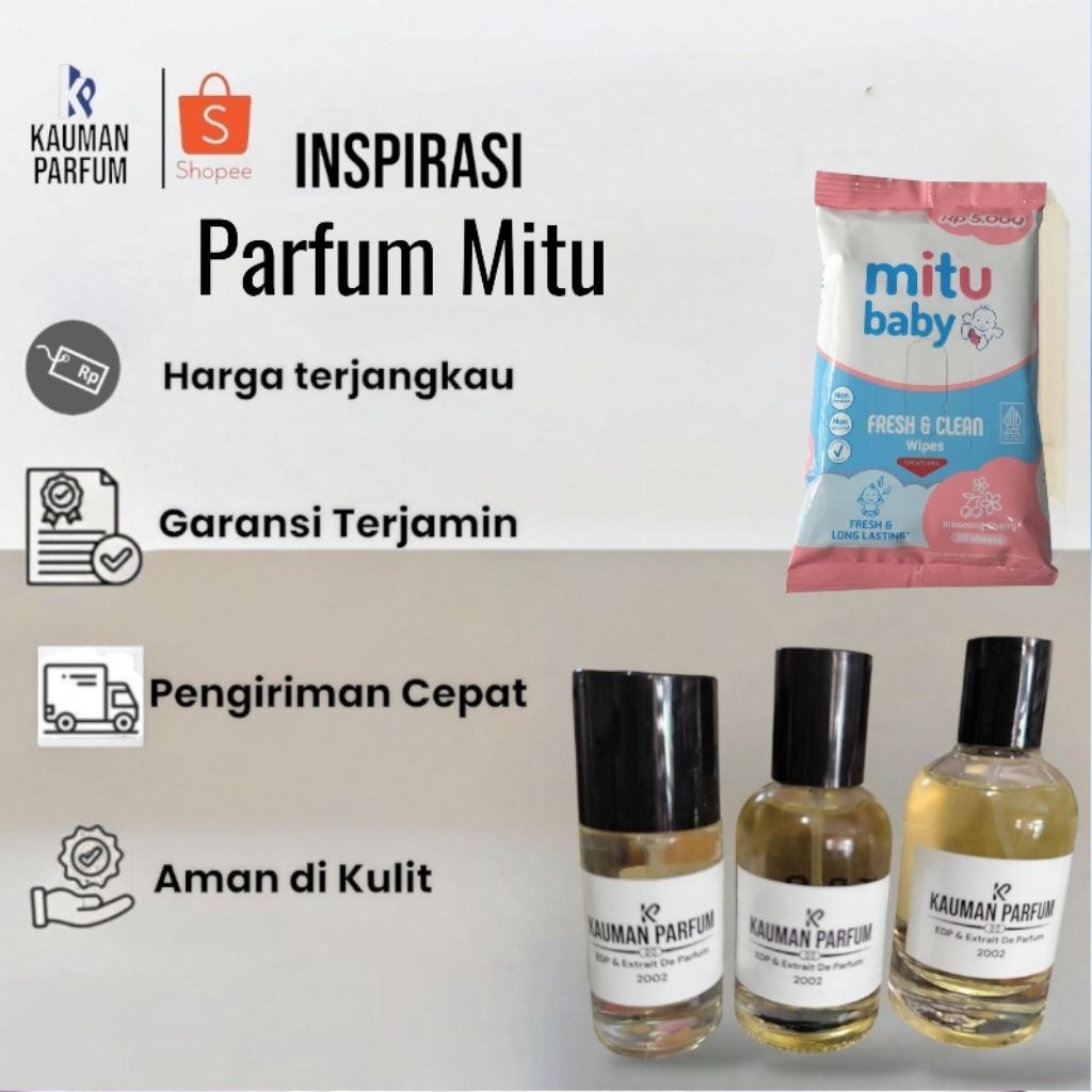 Kauman Parfum Refill Tisu Mitu Aroma Floral Aldehyde Untuk Unisex Wangi Aldehydes, MandarinBergamot Peach, Orange Blossom, Violet, Rose, Lily of the Valley and Jasmine Musk, Sandalwood, Frankincense, Heliotrope.