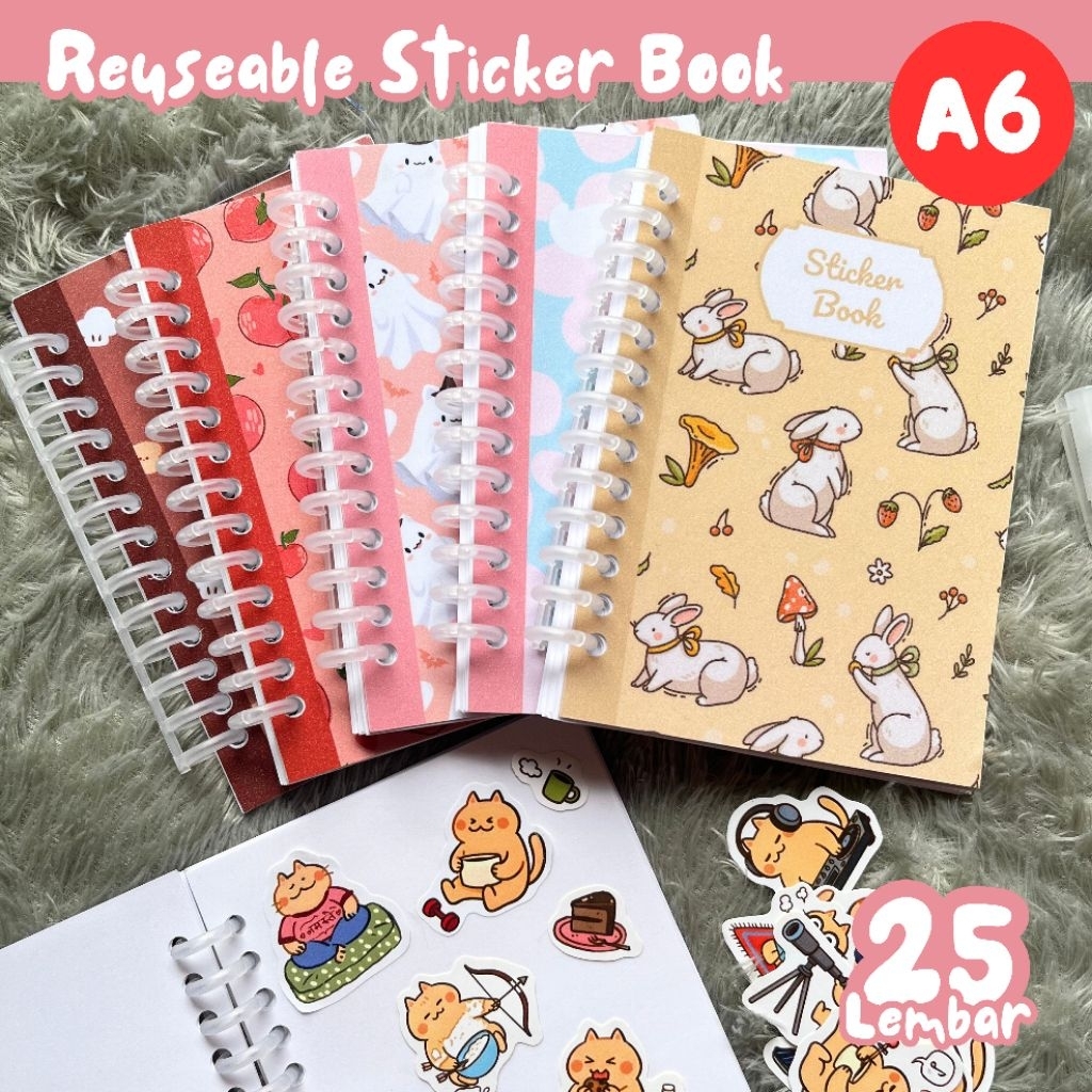 Jual (A6 /25Lbr) REUSEABLE STICKER BOOK / Sticker book cute / Buku ...