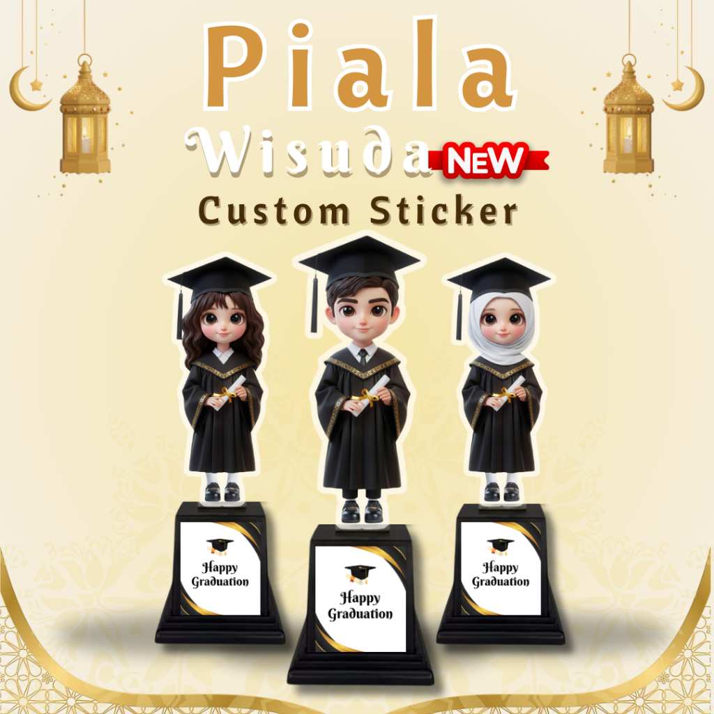 Jual Custom Sticker Tatakan Piala Akrilik Wisuda Hadiah Souvenir ...