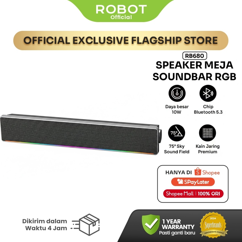 Jual ROBOT Soundbar Speaker RB680 Wireless 5.3 Sky Sound Field 75° Dual ...