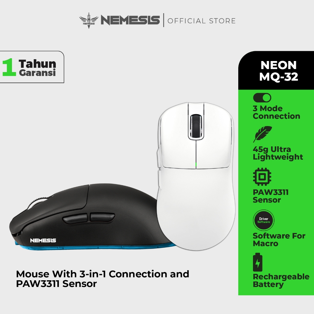 Jual NEMESIS Mouse Trimode Wireless 2.4Ghz Lightweight NEON MQ-32 ...