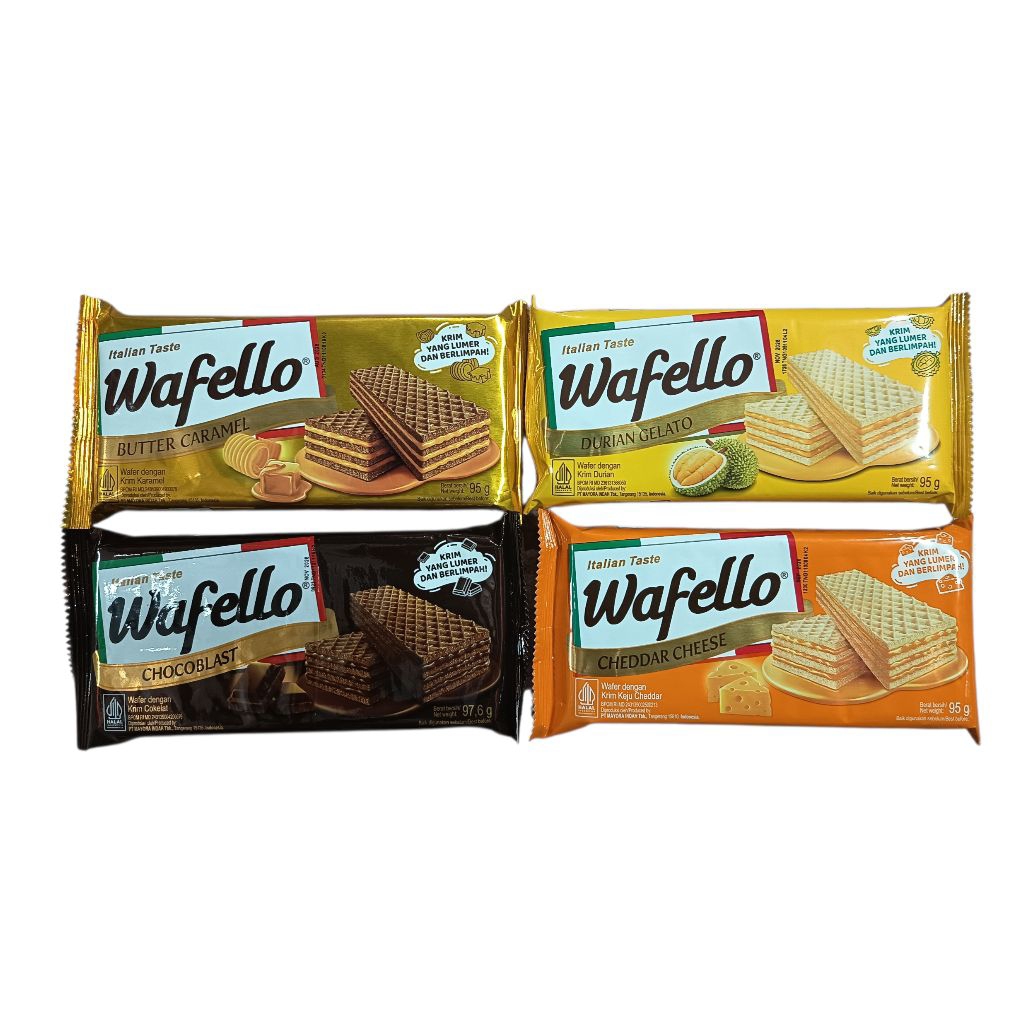 Jual Wafello Wafer Rasa Butter Caramel / Durian Gelato / Chocoblast ...