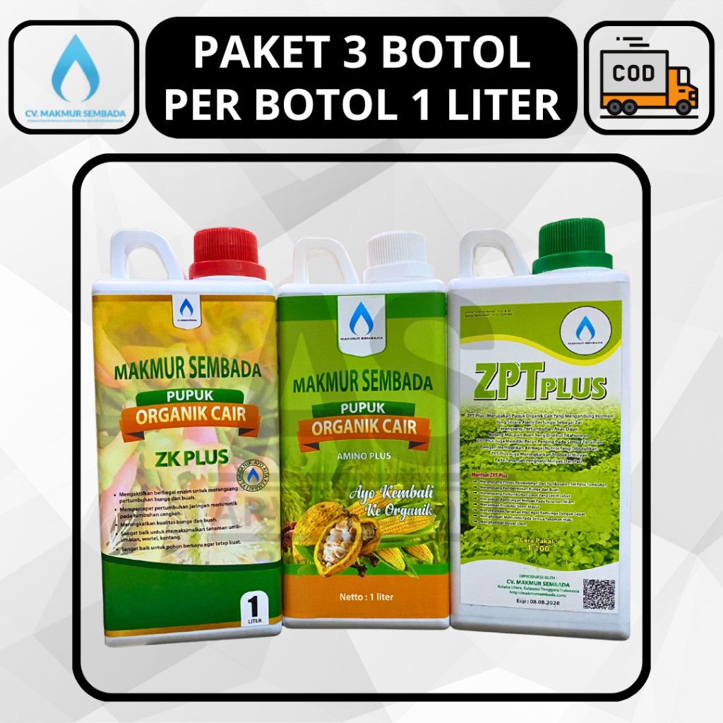Jual 3 BOTOL Makmur Sembada - Amino Plus ZK Plus Zpt Plus 1 Liter Pupuk ...