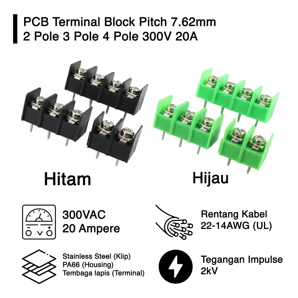 Jual PCB Terminal Blok 2 Pole 3 Pole Block Pitch 7.62 G1518 | Shopee ...