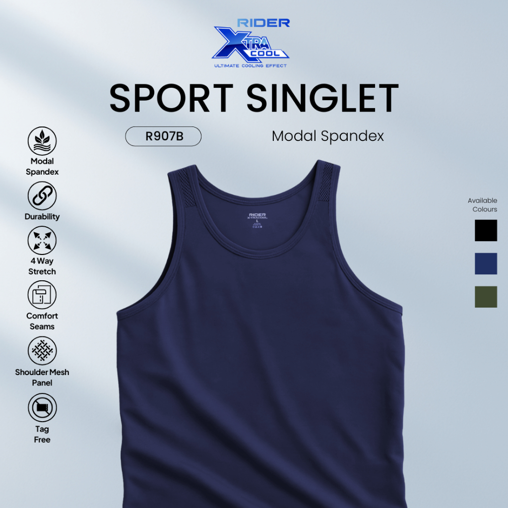 Jual Rider Xtracool Sport Singlet Modal Spandex - Singlet Pria R907B ...