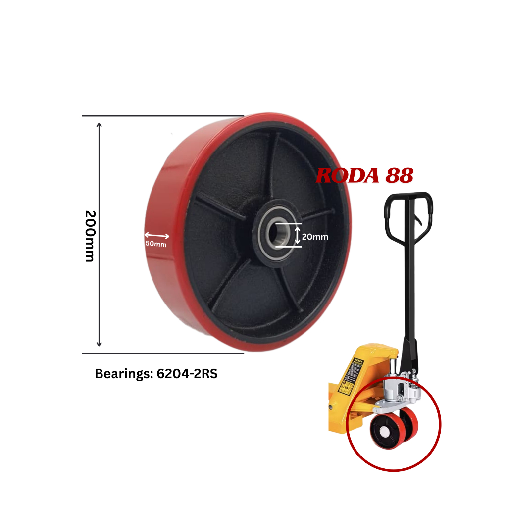 Jual Roda Hand Pallet pu Merah 200x50 Krisbow 3 ton | Shopee Indonesia