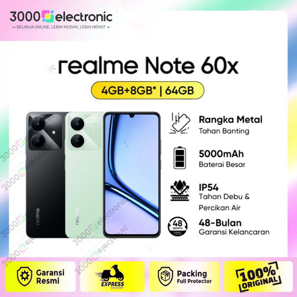 Jual Realme Note 60x - Ram 4+8GB /64GB - Kamera Utama 8MP | Layar 6,74 ...