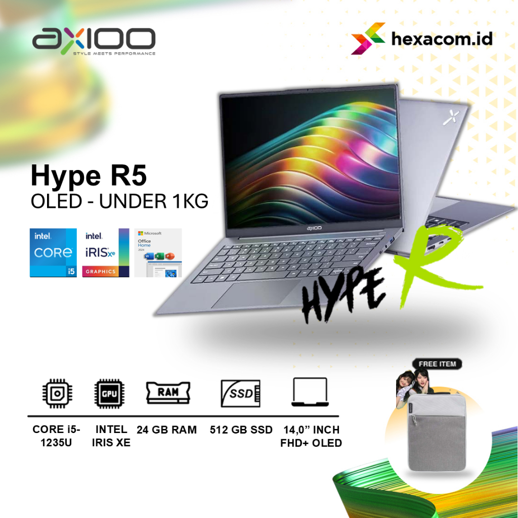 Jual Laptop AXIOO Hype R5 OLED i5 1235U 24GB 512GB SSD 14 inch FHD+ ...