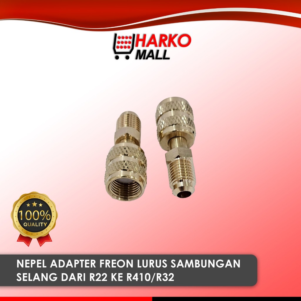 Jual Nepel Adapter Freon Lurus Sambungan Selang Dari R22 Ke R410/R32 ...