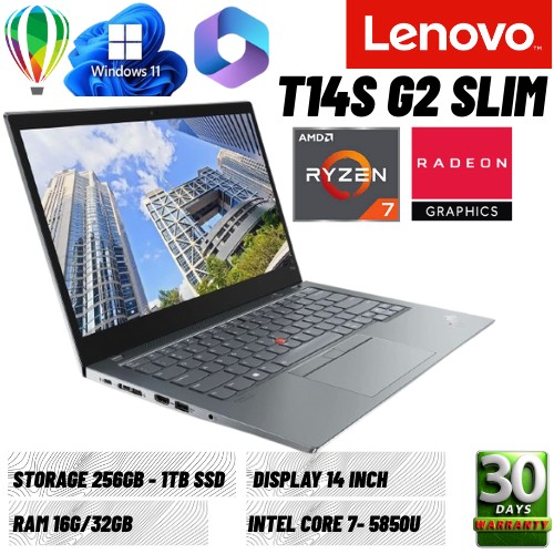 LENOVO THINKPAD T14s G2 Slim R7 PRO 5850U RAM 32GB STORAGE 256GB SSD FREE MOUSE 