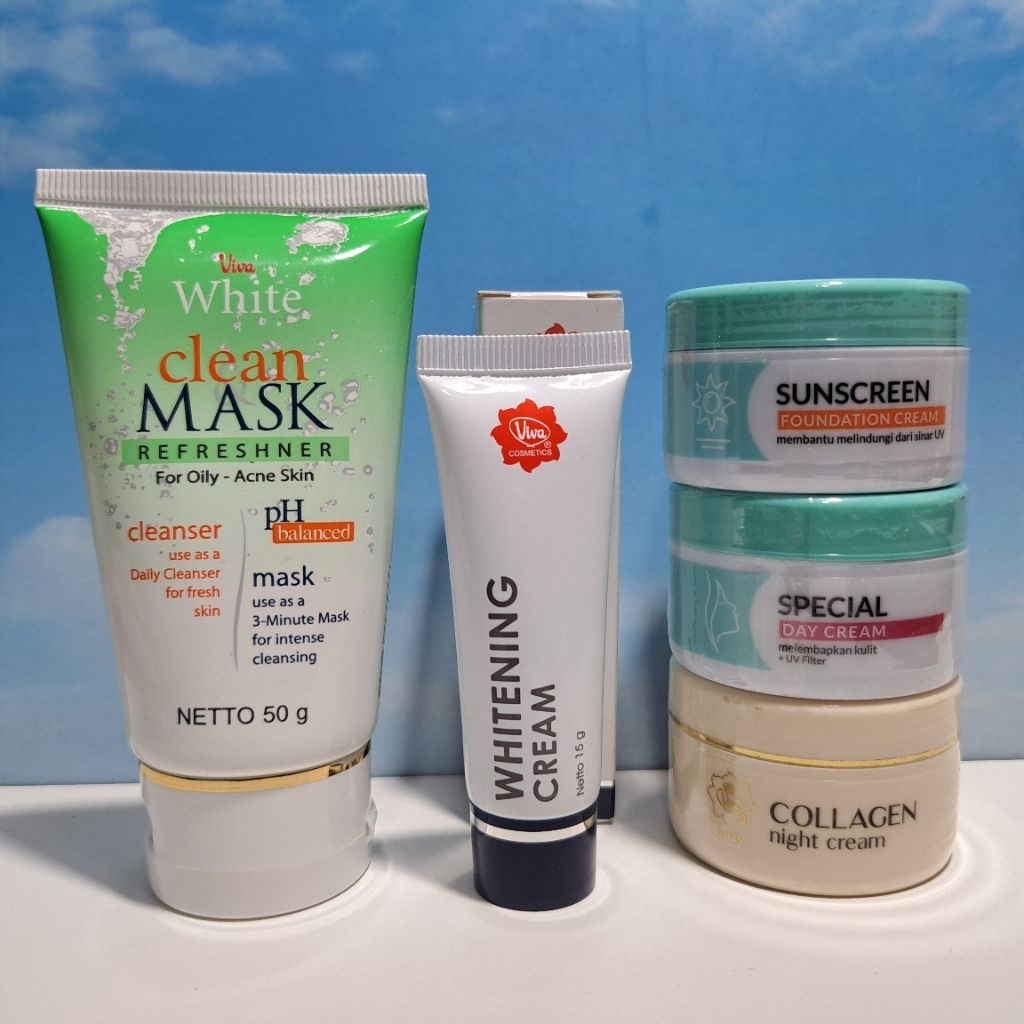 Jual Paket Basic Cream Wajah VIVA Anti Acne isi 5 pcs) Krim.Day+Night ...
