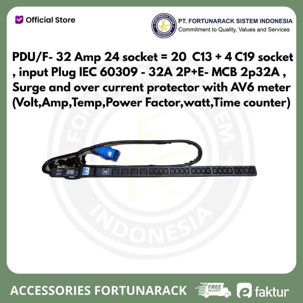 Jual Accesories Fortunarack PDU/F- 32 Amp 24 socket = 20 C13 + 4 C19 ...
