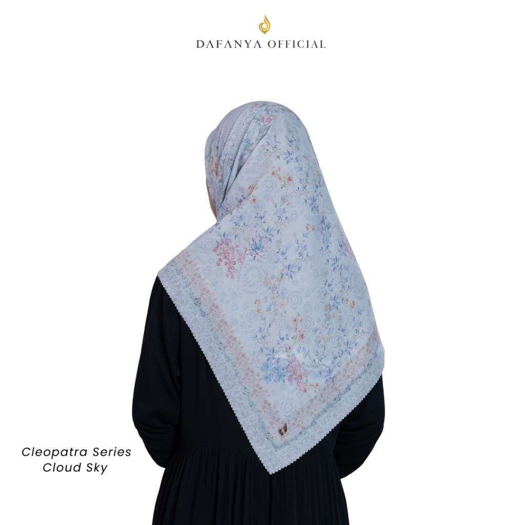 DAFANYA Cleopatra Series Jilbab Motif Floral Kerudung Segi Empat Hijab Scarf Bahan Voal Laser