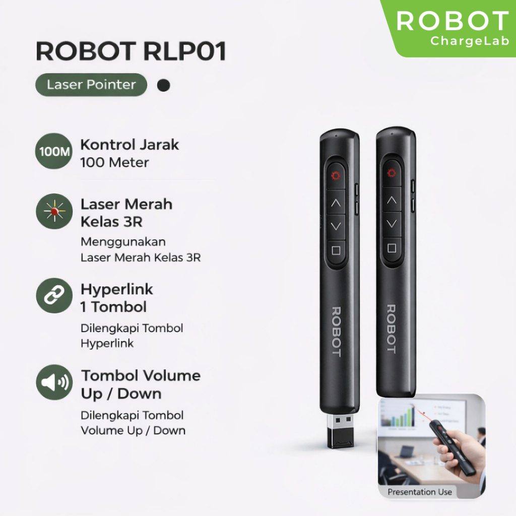 Jual ROBOT Laser Pointer Merah Remote Presentasi Wireless Kontrol Jarak ...