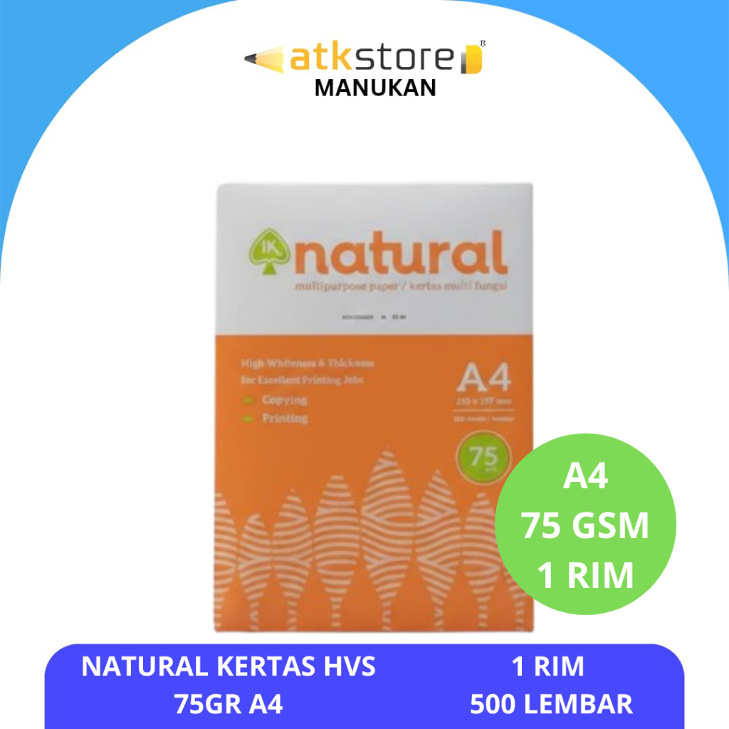 Jual Kertas HVS Natural A4 75gsm – 1 Rim (500 Lembar) | HVS NATURAL ...