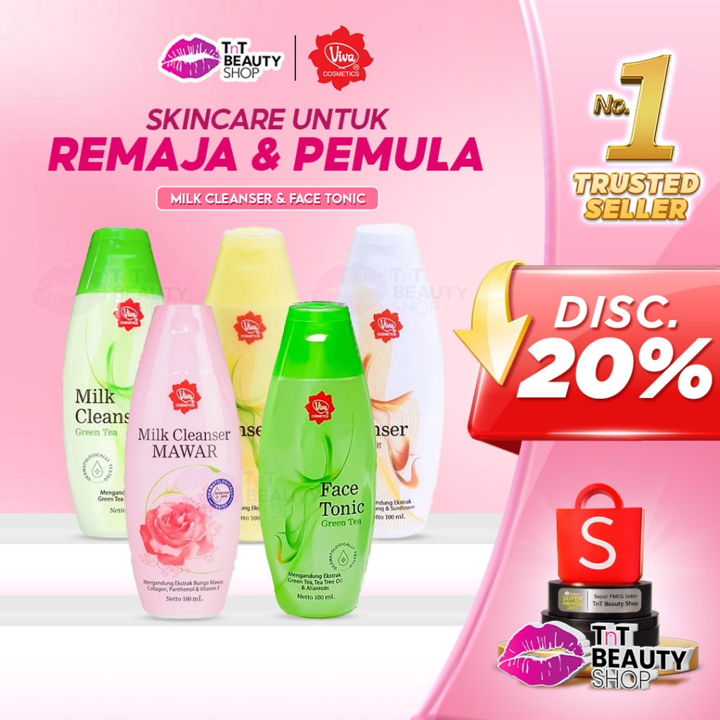 Viva Milk Cleanser Susu Pembersih | Face Tonic Penyegar Toner Air Mawar | TnT Beauty Shop