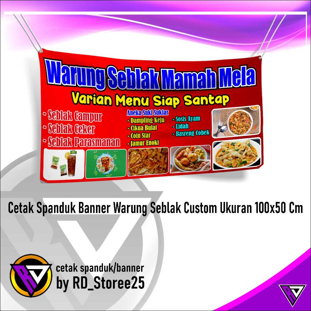 Jual Cetak Spanduk Banner Warung Seblak Custom Ukuran 100x50 Cm ...