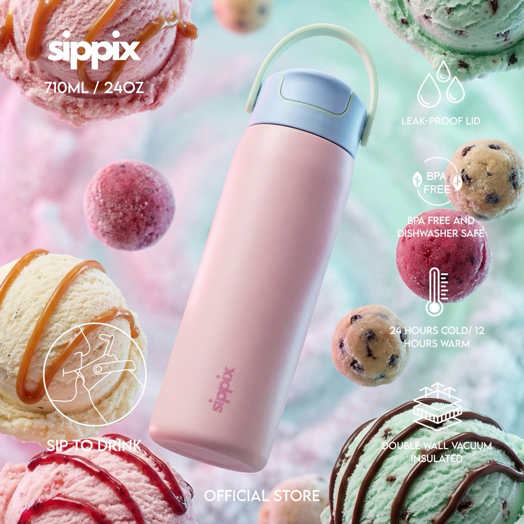 Jual SIPPIX SIPPY COTTON CANDY Water Bottle Stainless 710mL Thermos Cup ...