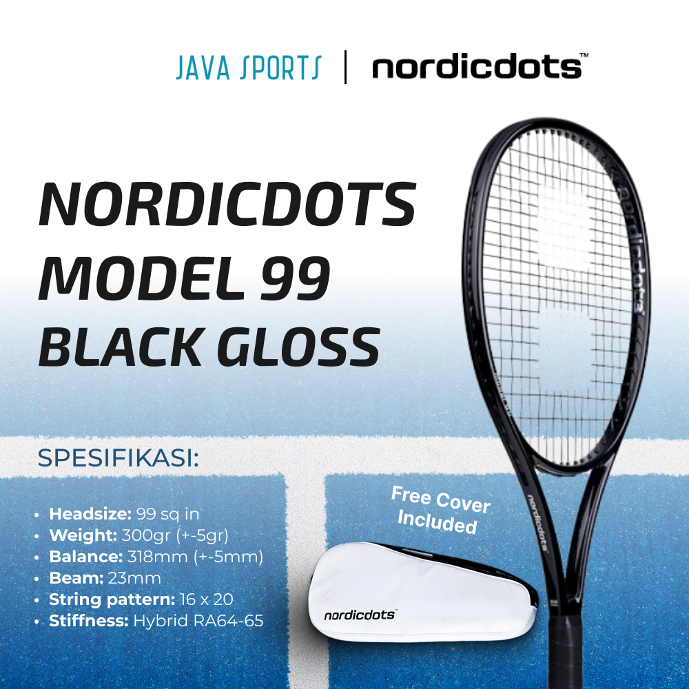 日本未販売❣️nordicdots テニスラケット 黒 Jual Raket Tenis Nordicdots Model 99 Black Gloss Original Tennis