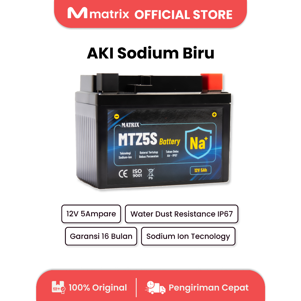 Matrix - AKI Motor Sodium Ion Biru I 12V 5Ah MTZ5S Bergaransi
