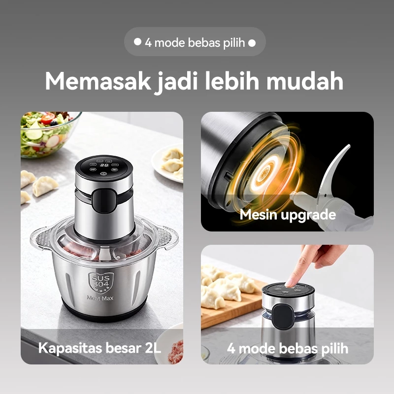 Coper Daging dan Bumbu Sayur Telur Buah Chopper Serbaguna Food Processor thumbnail 3