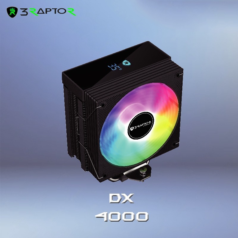Jual CPU Cooler RAPTOR DX 4000 RGB LCD | 4 Heatpipe | 120mm Fan | Sync ...